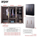 ARPER 4 | 6 Doors Wardrobe, Solid Plywood, 12 Months Warranty, Available with 3 Compartments