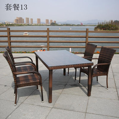 Baojing outdoor tables and chairs with umbrella courtyard leisure furniture garden iron balcony