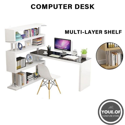 Computer Desktop Home Desk Bookshelf Combination Office Bedroom Writing Student Modern Simple