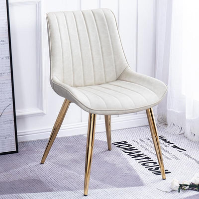 DF Upgrade Dining Chair With Gold Legs Waterproof Leather Nordic Chair Home Back Stool