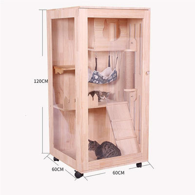 RUNPET Indoor Solid Wood Villa Cabinet Household Double Three Layer Cage Delivery Room Breeding Nest