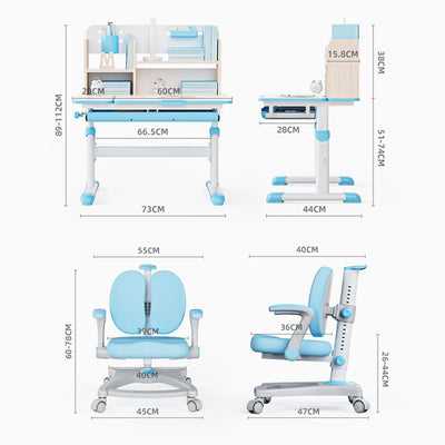 Ergonomic Kids Study Table Children Kids Table and Chair Set, Height Adjustable Student Study Table