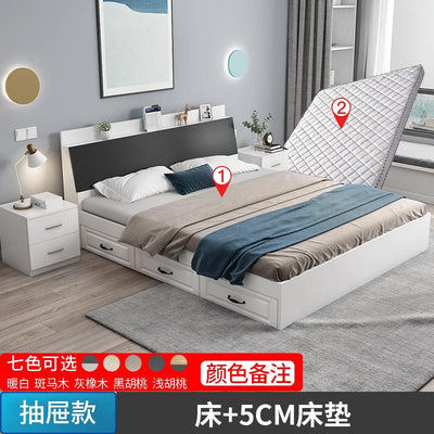 YICHANG Bed Frame With Storage Bed Wood Single Bed Frame 1.2m/1.5m /1.8m Small Family