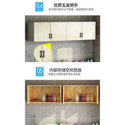 Kitchen Hanging Cabinet Wall Cabinet Top Cabinet Solid Wood Storage Cabinet Sliding Door Toilet