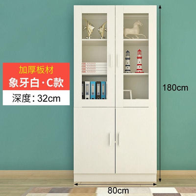 Bookcase Combination Simple Modern Living Room with Door Cabinet Glass Door Bookcase Economical