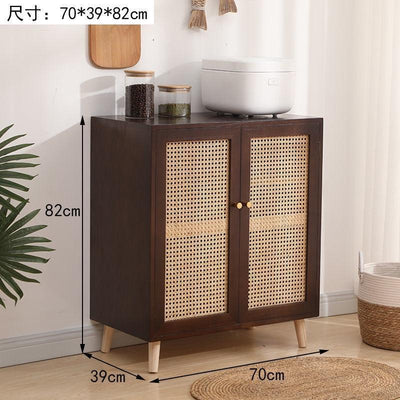 GC Kitchen Cabinet Storage Rattan Cabinet Solid Wood Household Wall Integrated Rattan Cabinet