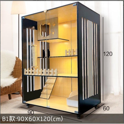 Solid Wood Cat Cage Villa Super Large Luxury Cat House