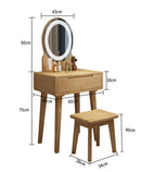 Orange Nordic Solid Wood Dressing Table with Light and Mirror Integrated Modern Simple Small Bedroom
