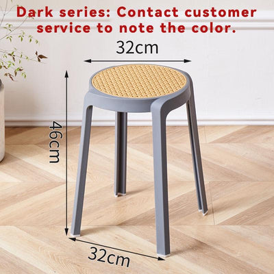 【Buy 3 Get 1 Free】Stackable Plastic Stool Minimalist Rattan Stool Living Room Thickened Round Stool