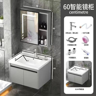 LAL Bathroom Cabinet With Mirror Cabinet Ceramic Basin Bathroom Vanity Cabinet Toilet Luxury Basin