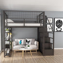 Wrought Iron Loft Bed Elevated Bed Space-saving Home Iron Frame Bed