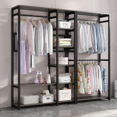 HZ Wardrobe Clothes Rack Hanger Rack Bedroom Floor Household Storage Shoe Rack Integrated Dust