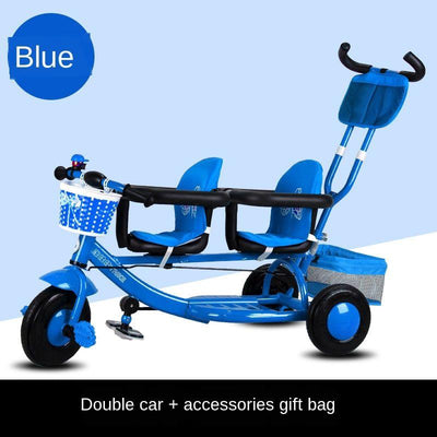 Twin Tricycle Stroller Lightweight Baby Bicycle Double Seat Two-child Travel Artifact