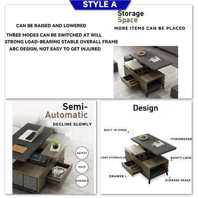 Lifting Foldable Coffee Table Living Room Dual-purpose Integrated Folding Telescopic Dining Table