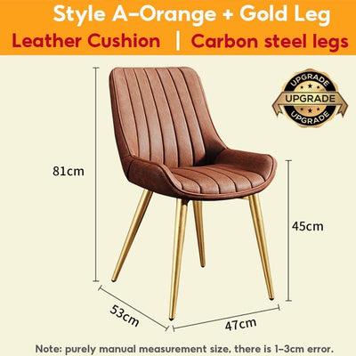 DF New Dining Chair Nordic Dining Chair Waterproof Leather Gold Dining Chair Home Iron Art Chair