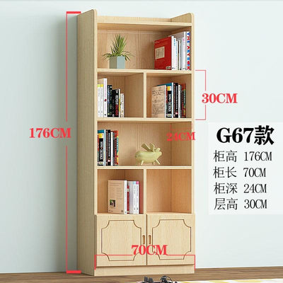 Book Shelf Solid Wood Bookshelf Cabinet Modern Simple Floor Bookcase Shelf Log Pine With Door Bay