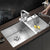 Kitchen Sink Handmade 304 Stainless Steel Double Trough with Knife Rest Thickened Sink