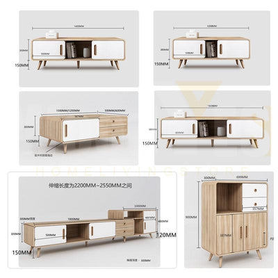 WOODYES TV Cabinet Tv Console Telescopic TV Combination Coffee Table Modern Simple Living Room