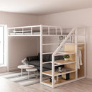 KW Loft Bed Small Apartment Iron Frame Bed Apartment High And Low Bed Frame