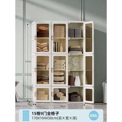 Arper Folding Wardrobe Bedroom Large Capacity Open Wardrobe Living Plastic Drawer Cabinet Foldable