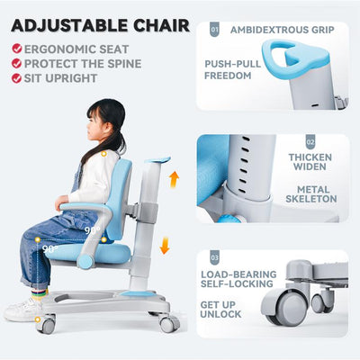 Ergonomic Kids Study Table Children Kids Table and Chair Set, Height Adjustable Student Study Table