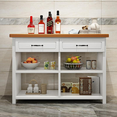 Mobile Kitchen Cabinet Solid Wood Set Multi-functional Simple Bar With Drawer Dinning Table