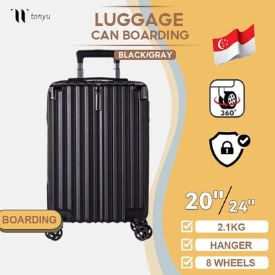 Black Luggage Trolley Bag Lightweight Suitcase 20inch Luggage Trolley Bag With Hanger Luggage Bag