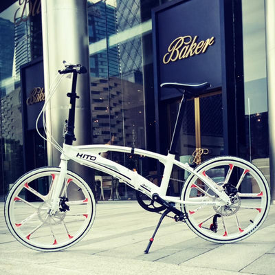 Hito X6 Folding Bicycle White 22 Inch Double Tube Ultra Light Portable Road Foldable Bike With Disc