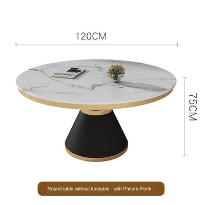 Nordic Marble with Turntable Modern Simple Small Apartment Iron Light Luxury Household Round Dining