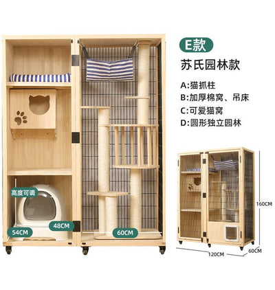 Pazazz Cat Cage Villa Solid Wood Large Household Indoor Breeding Three-layer Cat House Display Cage