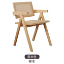 Dining Chair Solid Wood Nordic Rattan Armchair Solid Wood Vintage Style Backrest Furniture Rattan