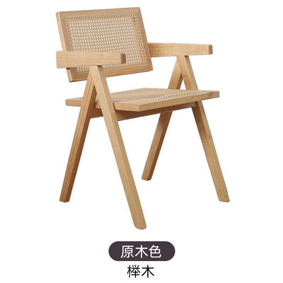 Desiny Solid Wood Dining Chair Household Rattan Woven Medieval Chair Rattan Chair