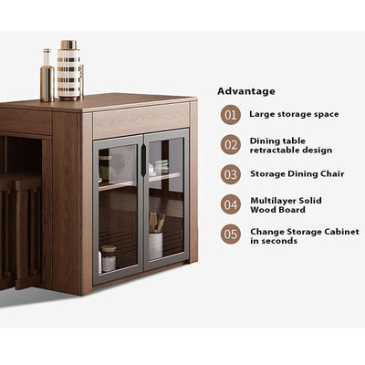 DF Extendable Dining Table and Chair Set With Storage Cabinet Rectangular Table - 1.6x8.5M