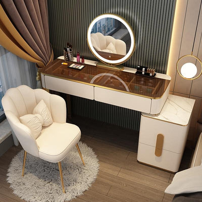 YICHANG LED Nordic Dressing Table Network Red Make Up Table Small Family Bedroom Modern Simple Wood