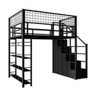 Wrought Iron Loft Bed Elevated Bed Space-saving Home Iron Frame Bed