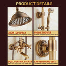 RUNZE All Copper Rain Shower Set European Retro Bathroom Shower Full Set With Shower Head