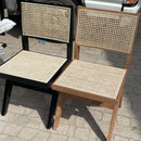 GC Rattan Chair Nordic Dining Chair Solid Wood Household Home Stay Ins Armchair Backrest Portable