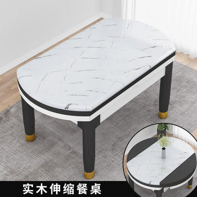 【YUEHUA】Glass Solid Wood Dining Table And Chair Set Home Small Apartment Modern Simple Telescopic