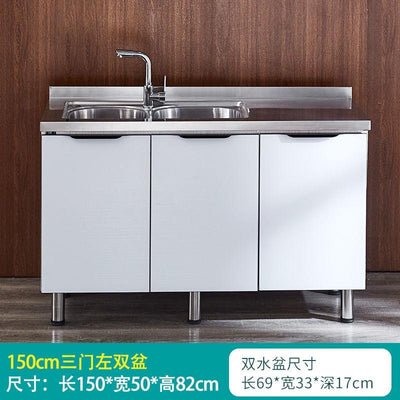 Simple stainless steel economical hearth integrated assembly kitchen cabinet household for renting