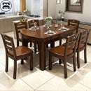 All Solid Wood and Chair Combination Round Telescopic Folding Modern Simple Dining Table Household