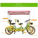 Aoweite 24 Inch Townhouse Four-seater Bicycle Double Row Steering Wheel Four-wheel Sightseeing Car