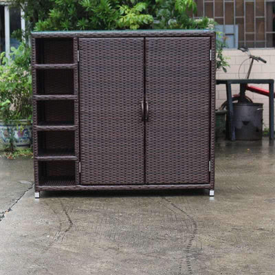 Shoe Rack Rattan Outdoor Sunscreen Waterproof Courtyard Locker Garden Balcony Storage Cabinet