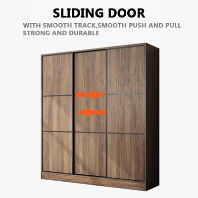 Simple Wardrobe Sliding Door Modern Small Family Bedroom Wooden Storage Cabinet Economy Style