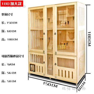 Cat Villa Cat House Pet Villa Four Seasons Universal Solid Wood Nest Closed Luxury Apartment