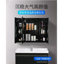 Black Stainless Steel Mirror Cabinet Intelligent Fog Proof Bathroom with Lamp Mirror Cabinet Wall