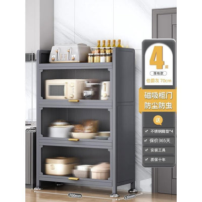 2022 NEW Metal Kitchen Cabinet Grey Floor Multi-layer Storage Cabinet Multifunctional Oven Shelf