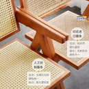 Dining Chair Solid Wood Nordic Rattan Armchair Solid Wood Vintage Style Backrest Furniture Rattan