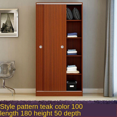 Wardrobe Sliding Door Simple Modern Economy Self-assembly Board 2 Door Large Wardrobe Real Wooden