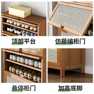 Rattan Bamboo Shoe Rack Shoe Rack Deodorant Breathable Floor Mounted Multi-layer Shoe Cabinet