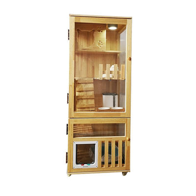 Cat House Cage Villa Solid Wood Household Cabinet Indoor Three-storey Luxury Nest Apartment